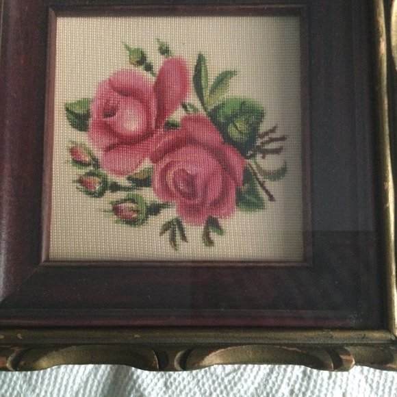 Vintage original petit point painting framed A.L. Patterson art studio 1943 smal - Picture 4 of 5